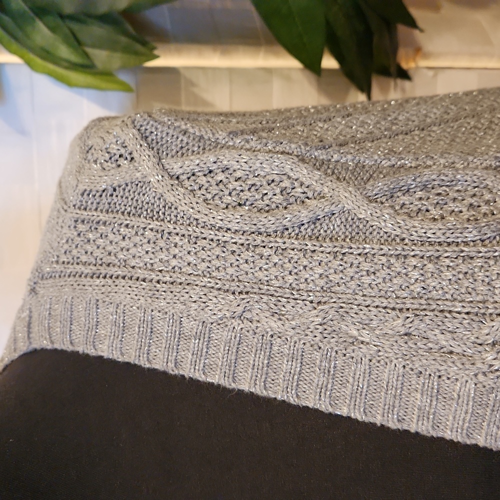 Croft & Barrow Gray Sparkle Cable Knit Cardigan - Size XL - Picture 5 of 12